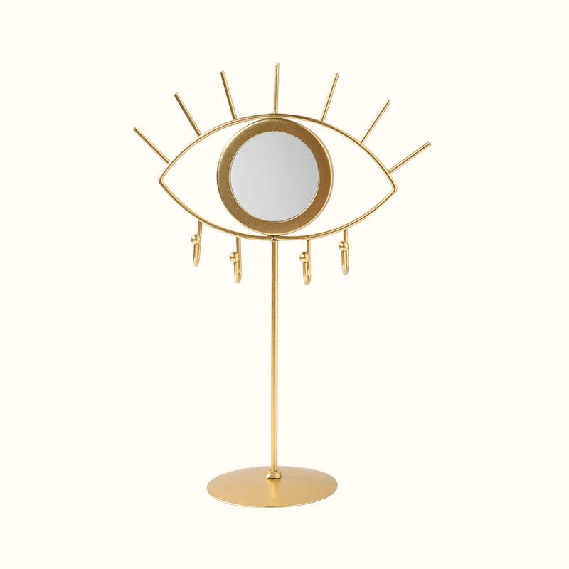 Schmuckhalter Auge und Spiegel aus goldfarbenem Metall